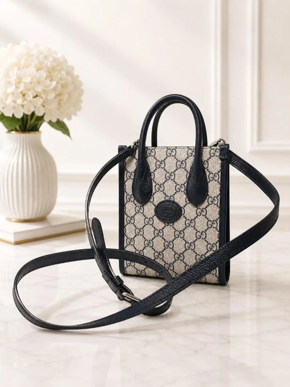 Authentic Gucci Mini GG Supreme Tote Crossbody Bag